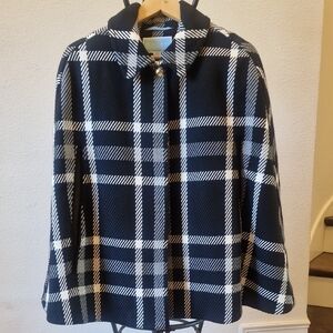 Draper James Black and White Plaid Cape
